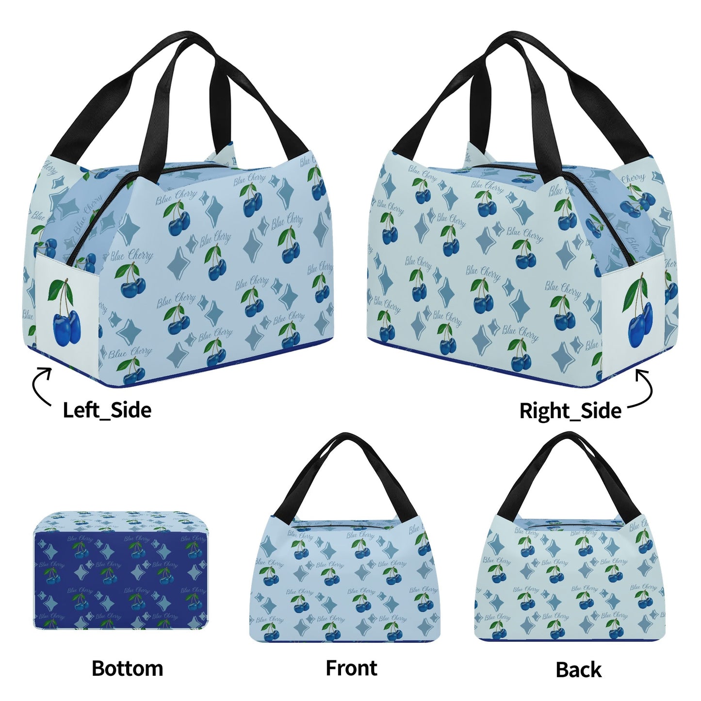 Blue Cherry© Super Duty Easy Clean All Day Cool Portable Tote Lunch Bag In Color Pop Blue Jade