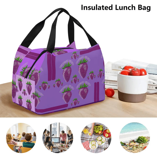 Concord Strawberry© Super Duty Easy Clean All Day Cool Portable Tote Lunch Bag In Color Pop Purple Pleasure