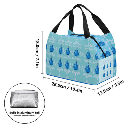 Pear Blue© Super Duty Easy Clean All Day Cool Portable Tote Lunch Bag In Color Pop Mountain River Blue