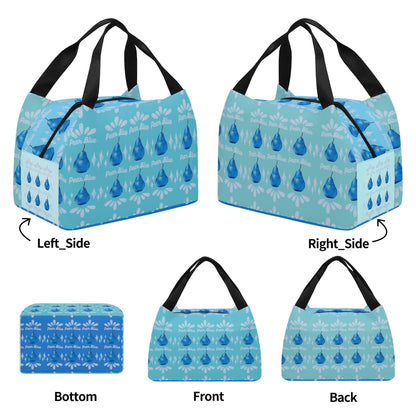 Pear Blue© Super Duty Easy Clean All Day Cool Portable Tote Lunch Bag In Color Pop Mountain River Blue