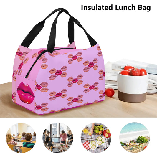 Lip Drip© Super Duty Easy Clean All Day Cool Portable Tote Lunch Bag In Color Pop Lush Purple Pink Glory