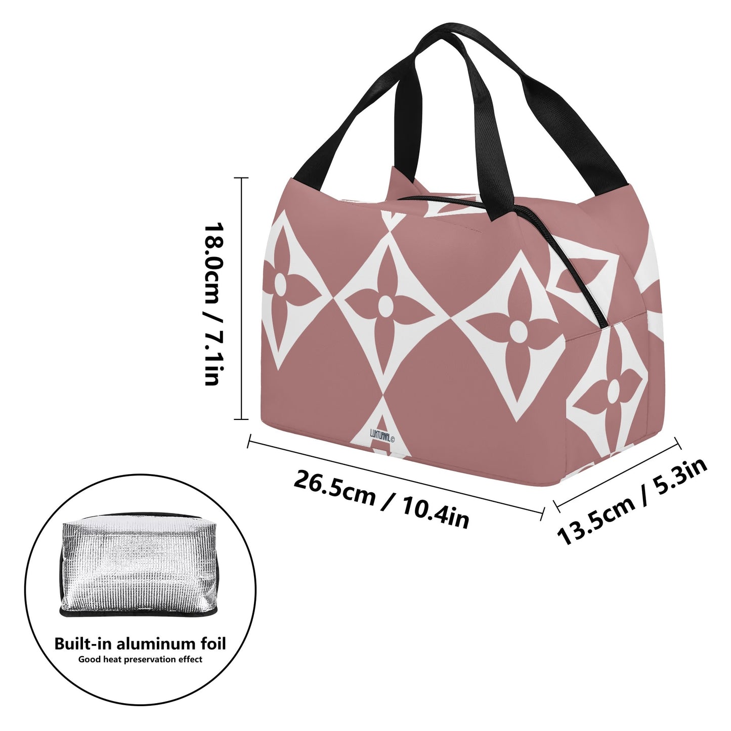 Exclusive LA© Luxturnal© Super Duty Easy Clean All Day Cool Portable Tote Lunch Bag In Blush Petal Posh