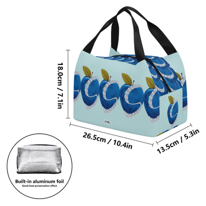 Apple Blue© Luxturnal© Limited Edition Super Duty Easy Clean All Day Cool Portable Tote Lunch Bag In Delightful Diamonds