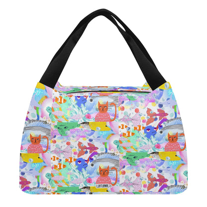 Ocean Dream© Limited Edition Super Duty Easy Clean All Day Cool Portable Tote Lunch Bag In Cats Fish And Aliens