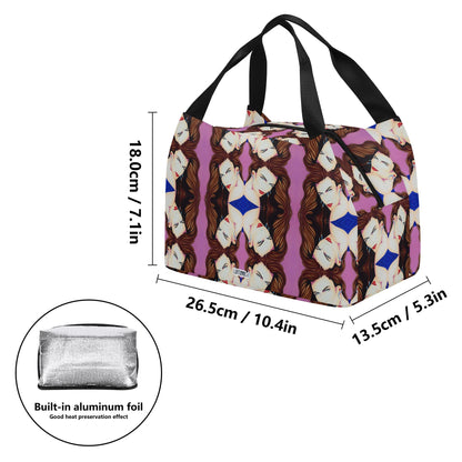 Lady Print© Limited Edition Super Duty Easy Clean All Day Cool Portable Tote Lunch Bag In Hollywood Star