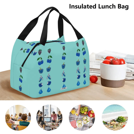 Fruit Bowl In Blue© Limited Edition Super Duty Easy Clean All Day Cool Portable Tote Lunch Bag In Simply Lux Chalet