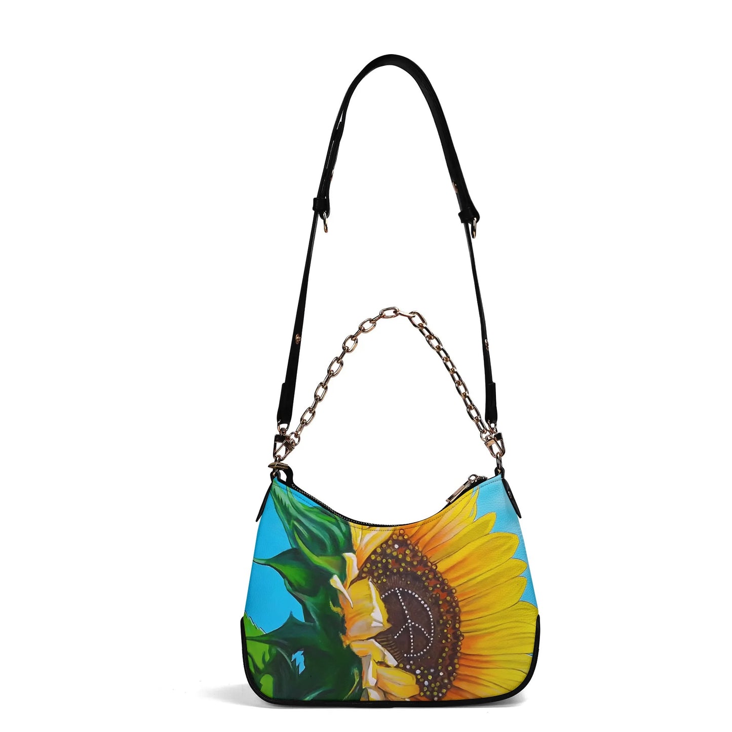 Sunflower Of Peace© Euro Soft PU Shoulder Bag With Chain Decoration