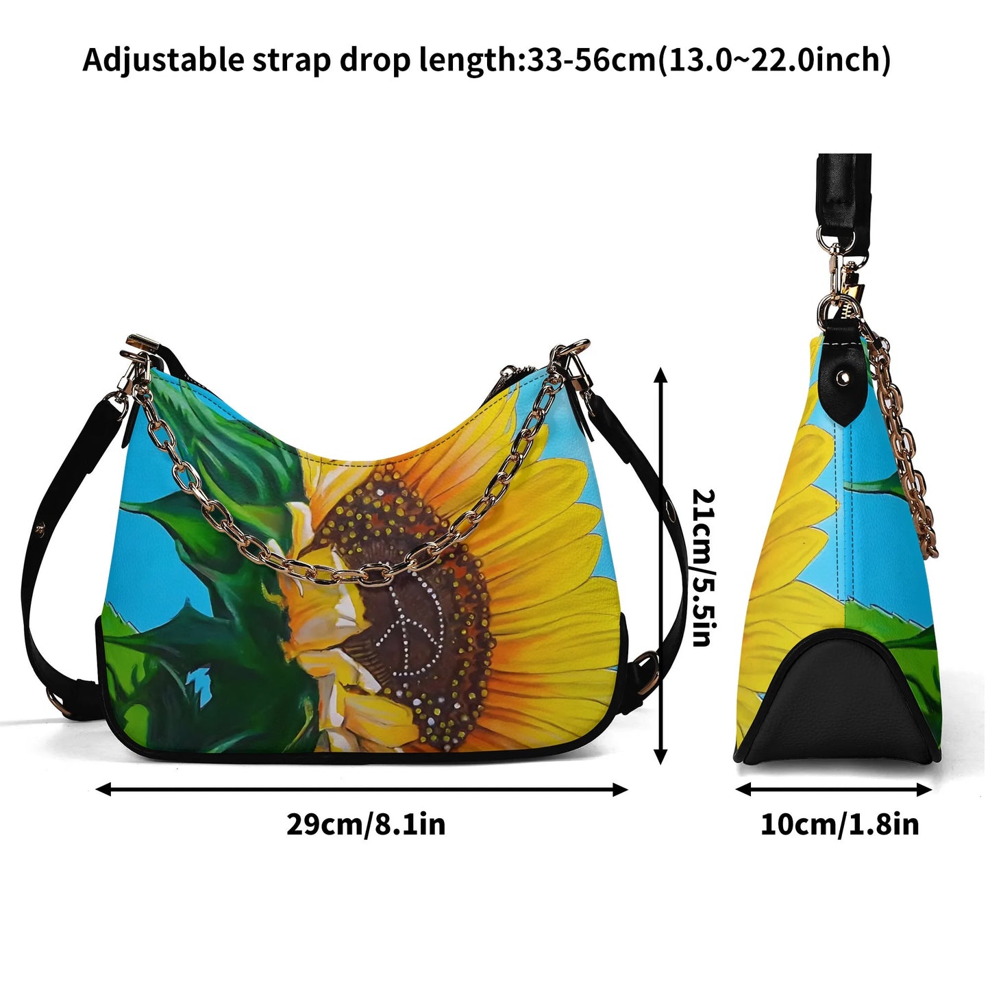 Sunflower Of Peace© Euro Soft PU Shoulder Bag With Chain Decoration