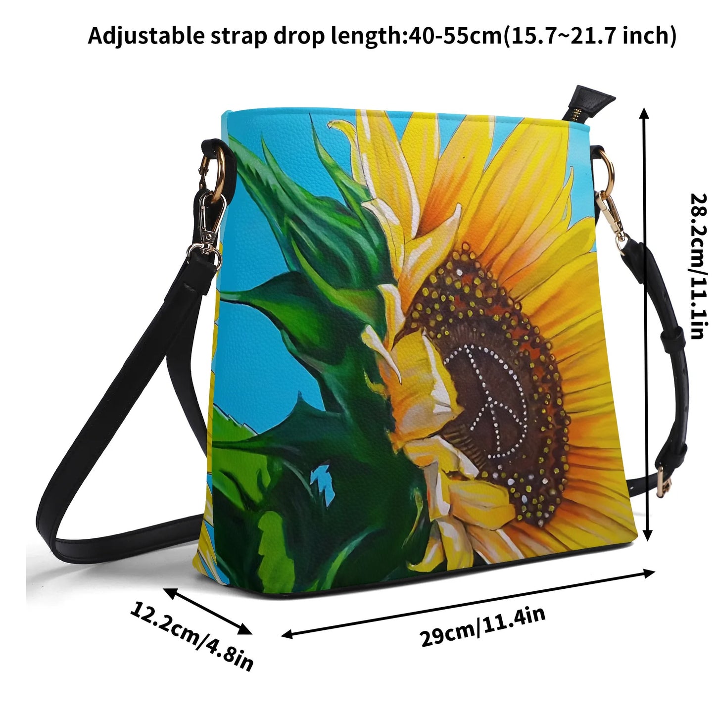 Sunflower Of Peace© Euro Soft PU Bucket Bag Shoulder Bag