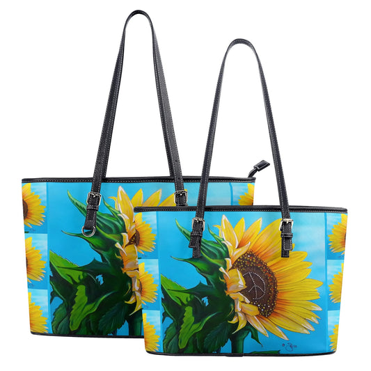 Sunflower Of Peace© Euro Soft PU Leather Tote Bag