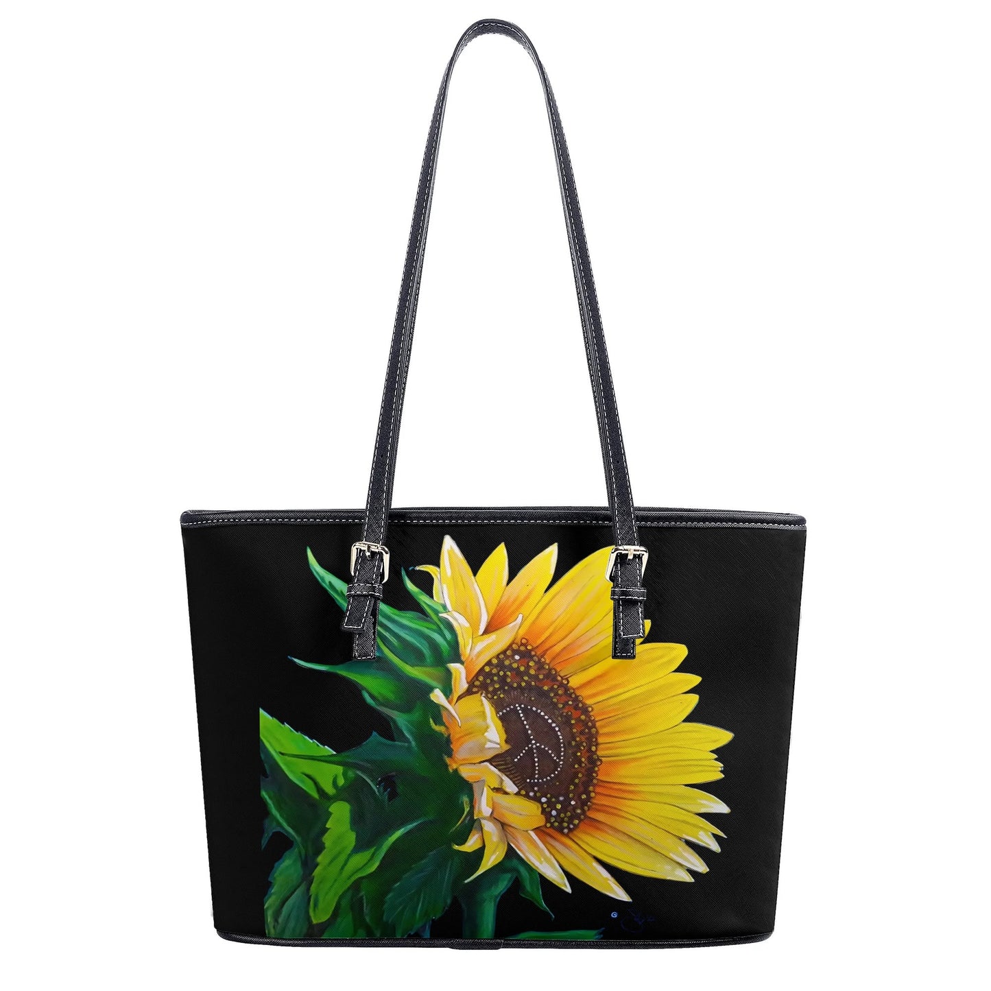 Sunflower Of Peace© Limited Edition Deluxe Euro Soft PU Leather Tote Bag In Goodnight Moon