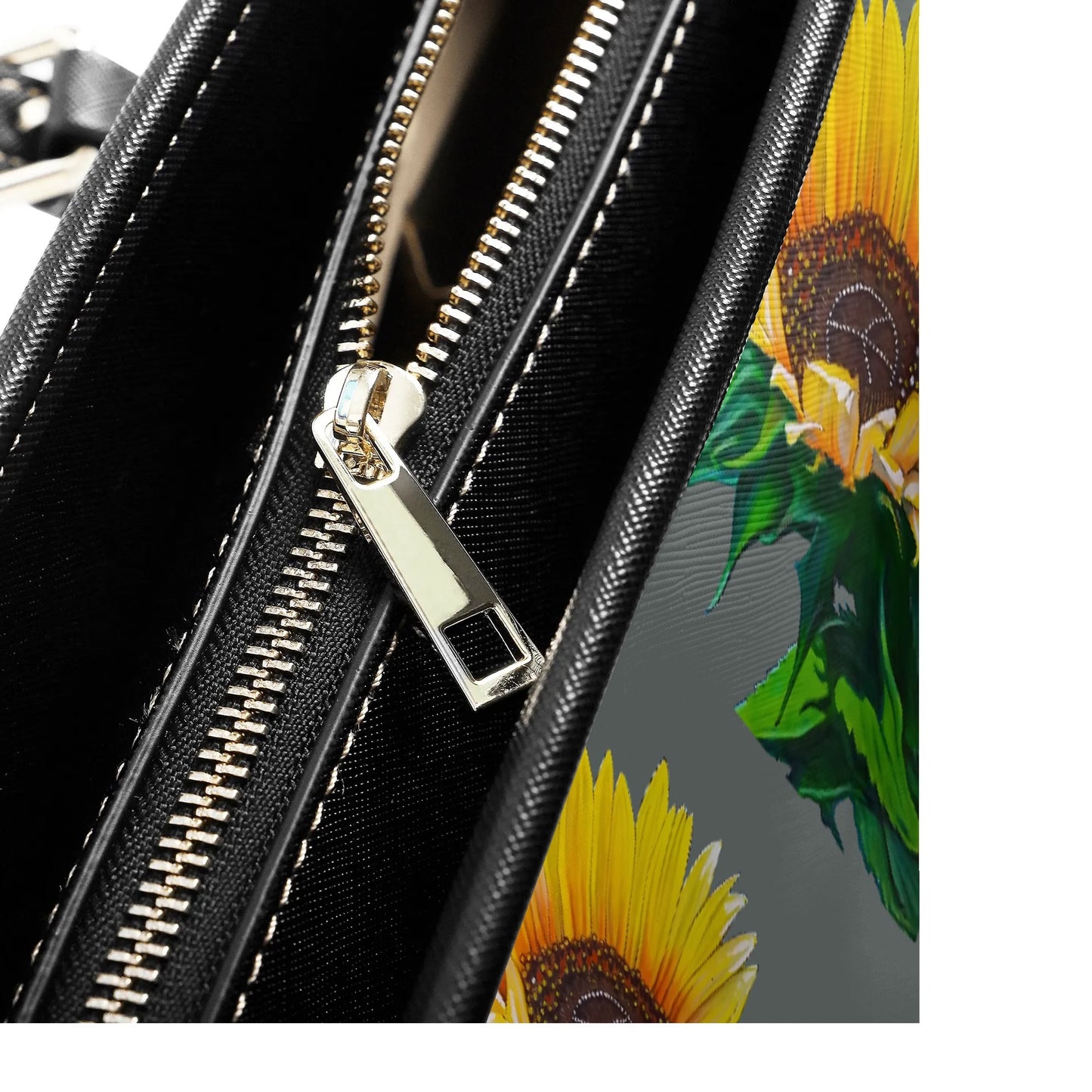 Sunflower Of Peace© Limited Edition Deluxe Euro Soft PU Leather Tote Bag In Silver Swan Gray