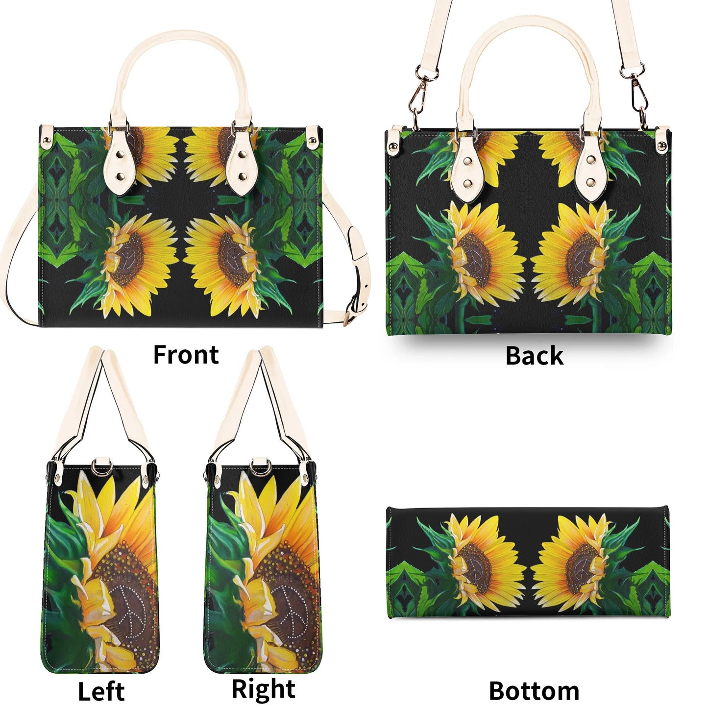 Sunflower Of Peace© Luxury Women Euro Soft PU Leather Handbag With Zip