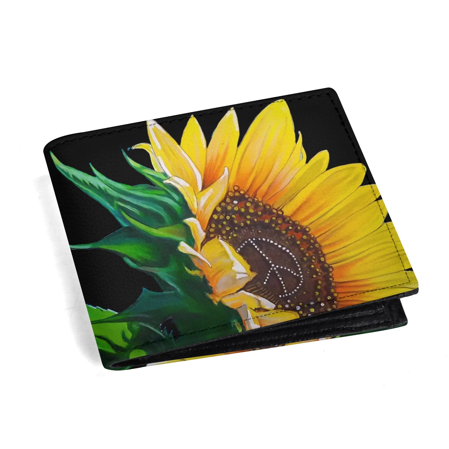 Sunflower Of Peace© Deluxe Mens Minimalist Euro Soft PU Leather Wallet Paper Folded Wallet