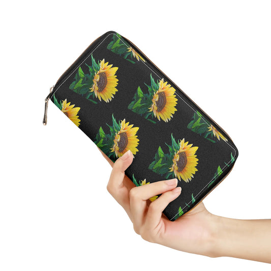 Sunflower Of Peace© Euro Soft PU Leather Zipper Wallet In Midnight