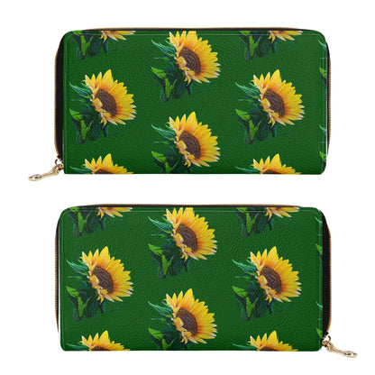 Sunflower Of Peace© Euro Soft PU Leather Zipper Wallet In Green Goodness Glory