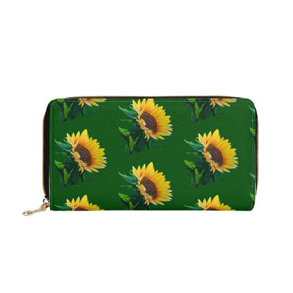 Sunflower Of Peace© Euro Soft PU Leather Zipper Wallet In Green Goodness Glory