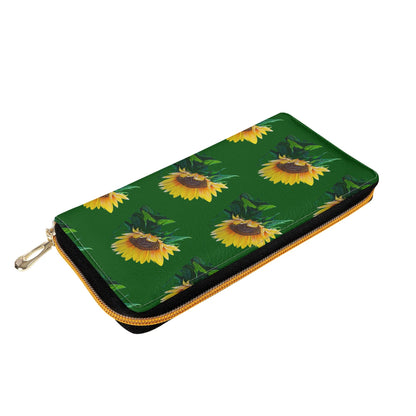 Sunflower Of Peace© Euro Soft PU Leather Zipper Wallet In Green Goodness Glory