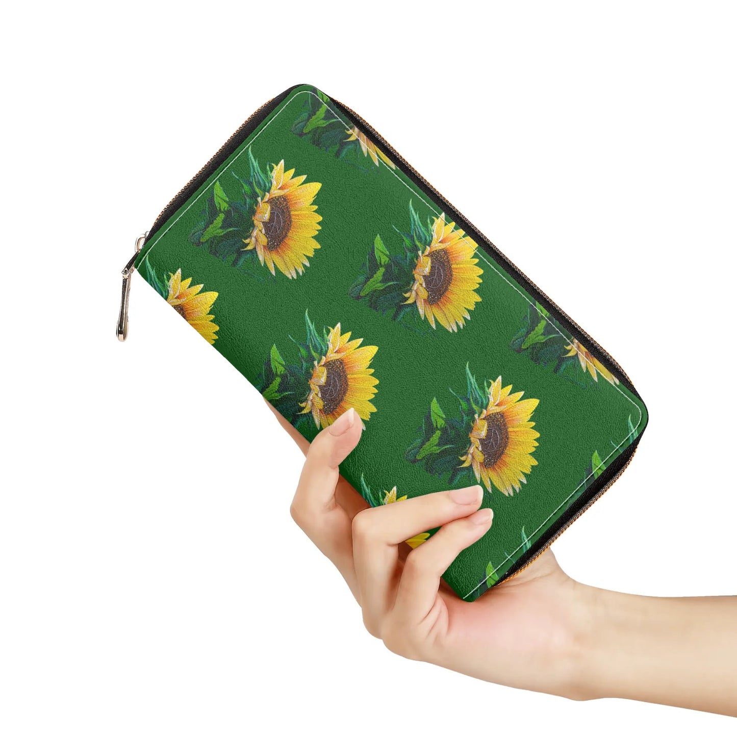 Sunflower Of Peace© Euro Soft PU Leather Zipper Wallet In Green Goodness Glory