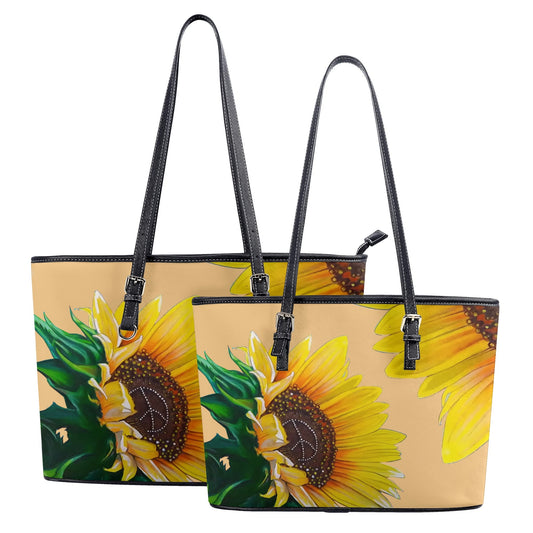 Sunflower Of Peace© Euro Soft PU Leather Tote Bag In Perfect Sunshine