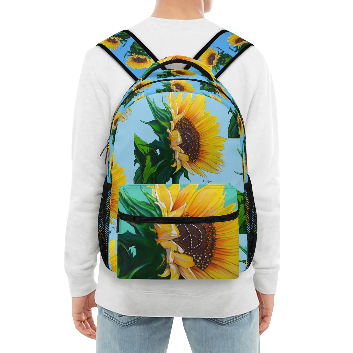 Sunflower Of Peace© Super Duty Sports Flex Durable And Reliable All Year 15 Inch Casual Posh Style School Backpack