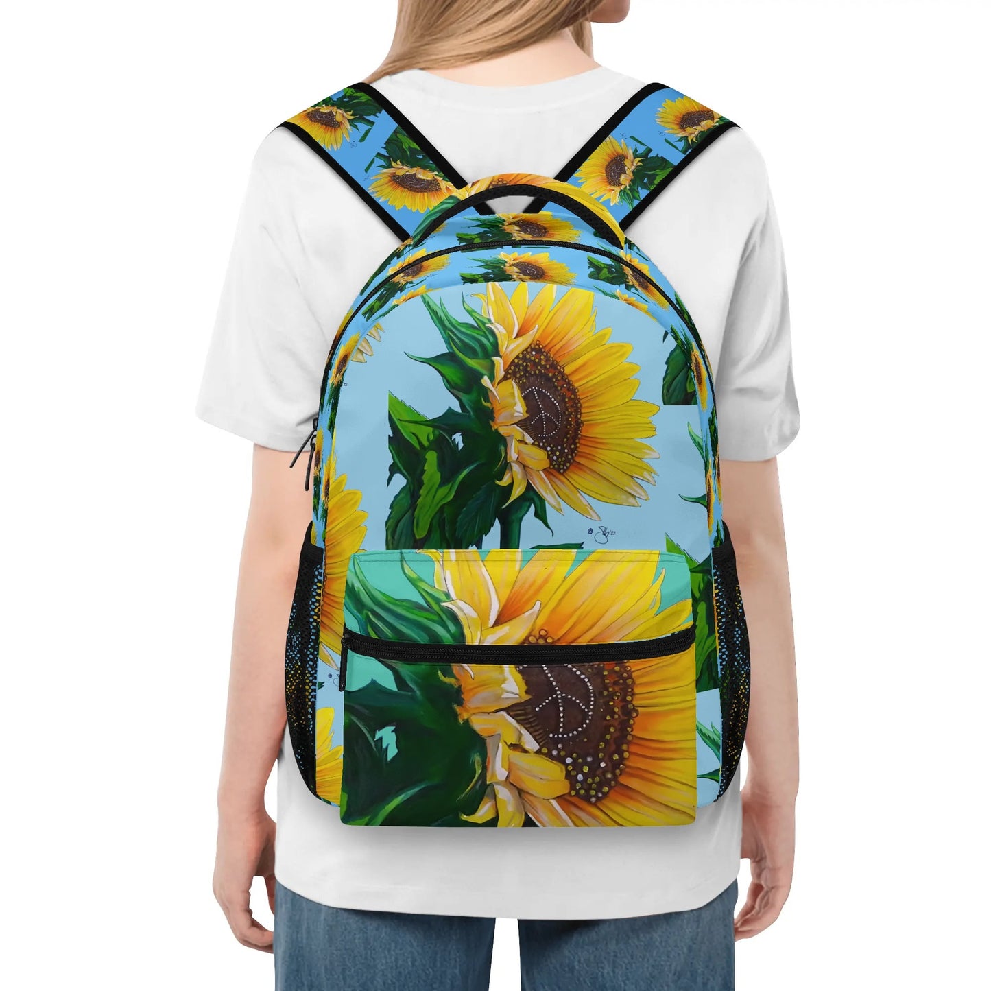 Sunflower Of Peace© Super Duty Sports Flex Durable And Reliable All Year 15 Inch Casual Posh Style School Backpack