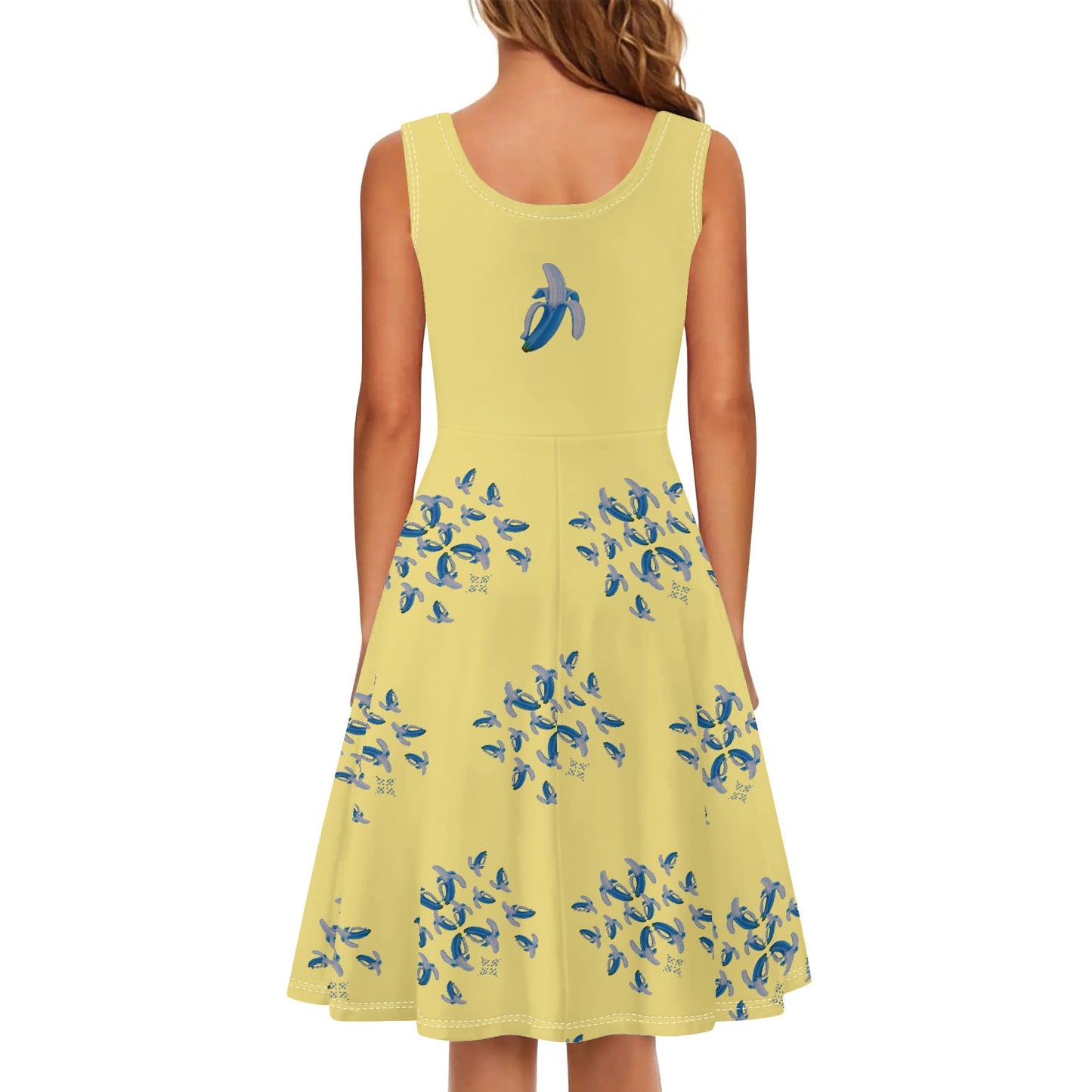 Banana Blue© Luxturnal©  Soft Womens Sleeveless A-Line Flare Sundress Up To 4XL In Yellow Tuscan Sunshine