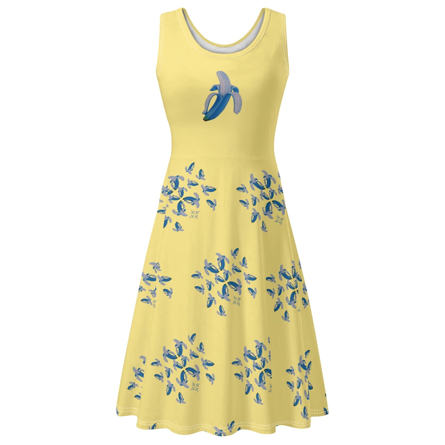 Banana Blue© Luxturnal©  Soft Womens Sleeveless A-Line Flare Sundress Up To 4XL In Yellow Tuscan Sunshine