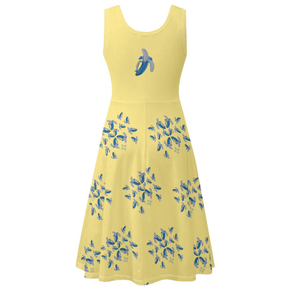 Banana Blue© Luxturnal©  Soft Womens Sleeveless A-Line Flare Sundress Up To 4XL In Yellow Tuscan Sunshine