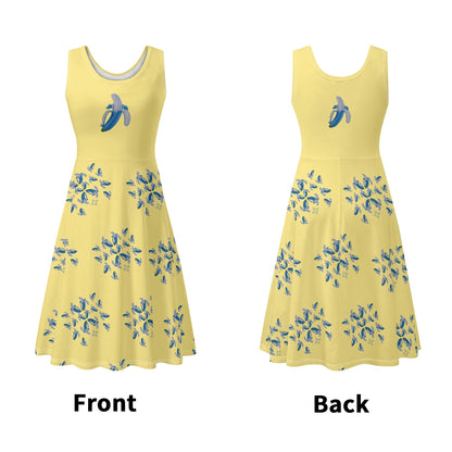 Banana Blue© Luxturnal©  Soft Womens Sleeveless A-Line Flare Sundress Up To 4XL In Yellow Tuscan Sunshine