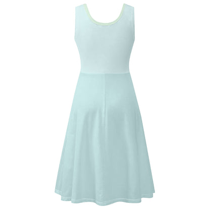 Pear Blue© Luxturnal© Soft Womens Sleeveless A-Line Flare Sundress Up To 4XL In Sea Coast Breeze Brûlée