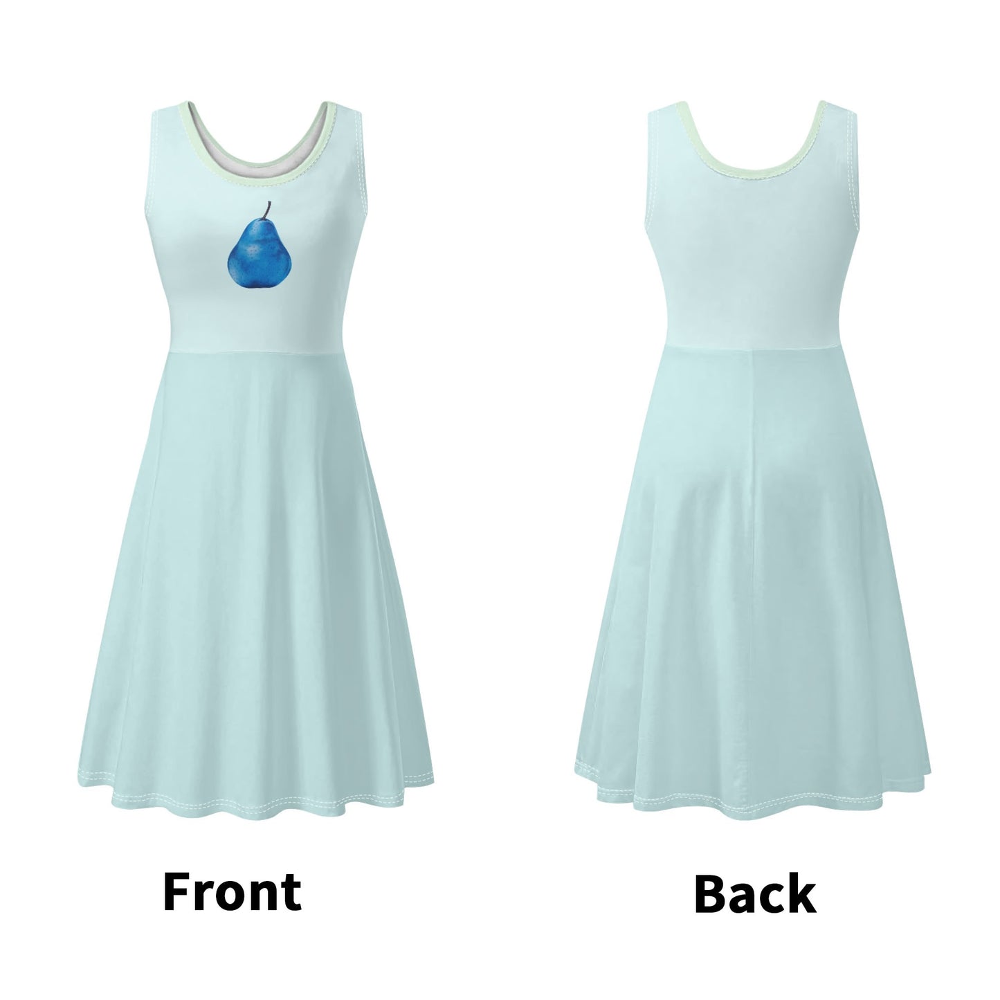 Pear Blue© Luxturnal© Soft Womens Sleeveless A-Line Flare Sundress Up To 4XL In Sea Coast Breeze Brûlée