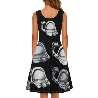 Power Punch© Luxturnal© Soft Womens Sleeveless A-Line Flare Sundress Up To 4XL In Boxers Always Win