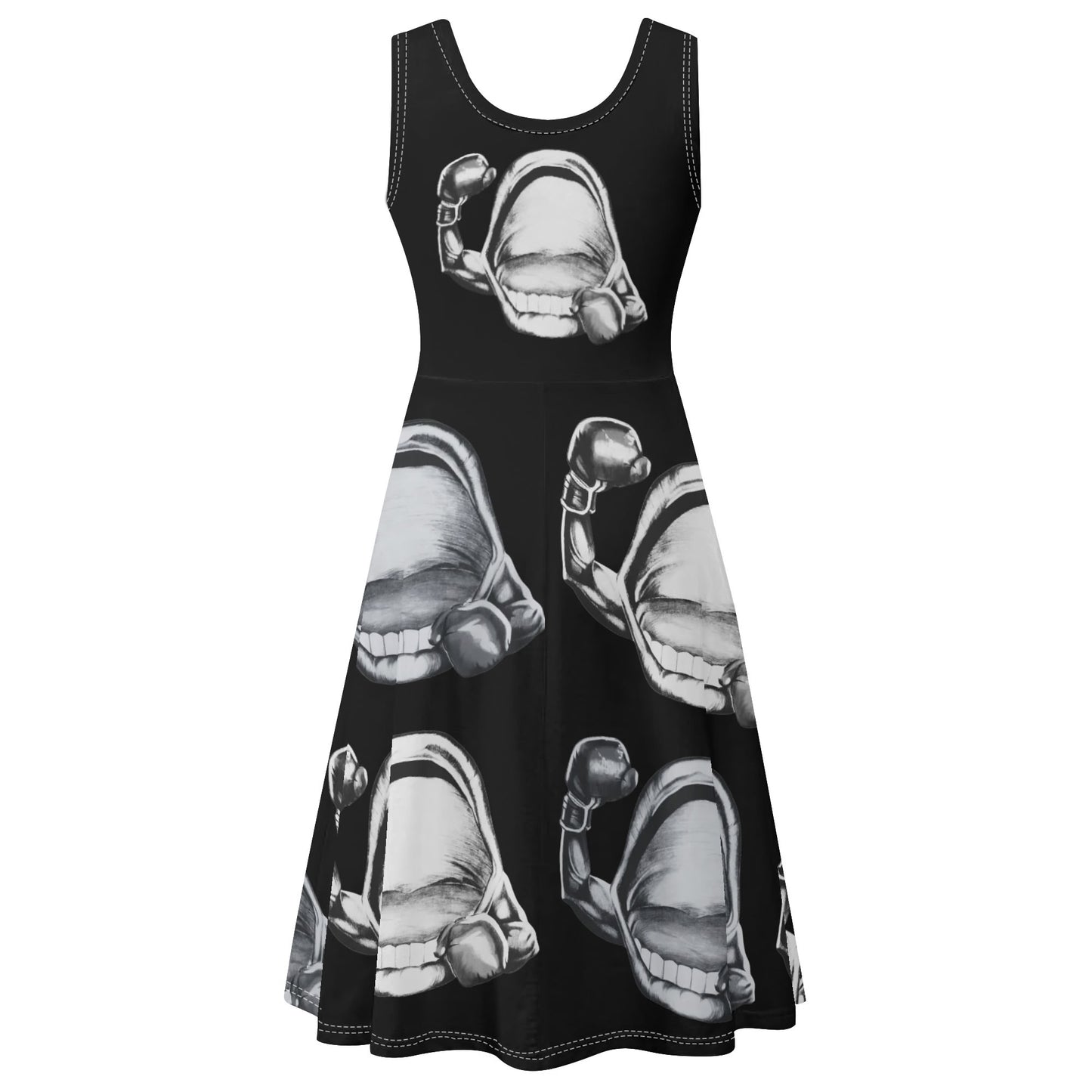 Power Punch© Luxturnal© Soft Womens Sleeveless A-Line Flare Sundress Up To 4XL In Boxers Always Win