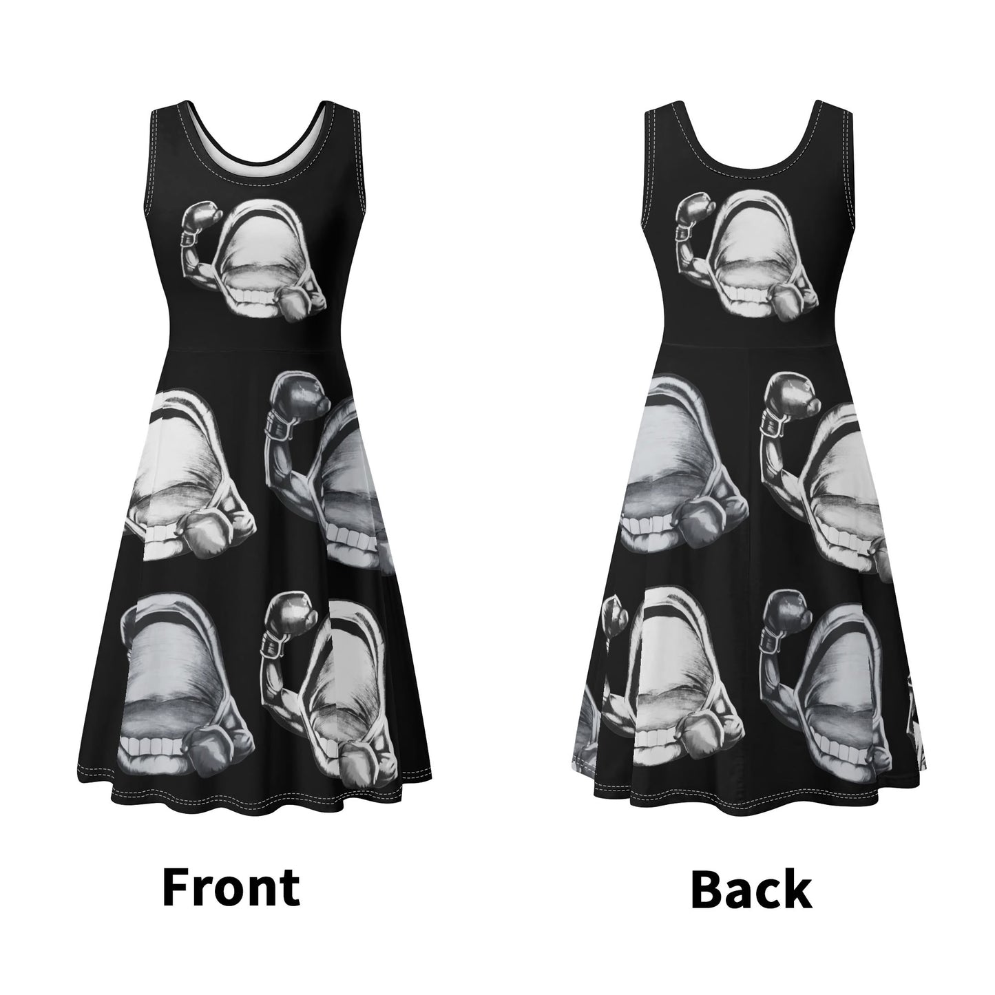 Power Punch© Luxturnal© Soft Womens Sleeveless A-Line Flare Sundress Up To 4XL In Boxers Always Win