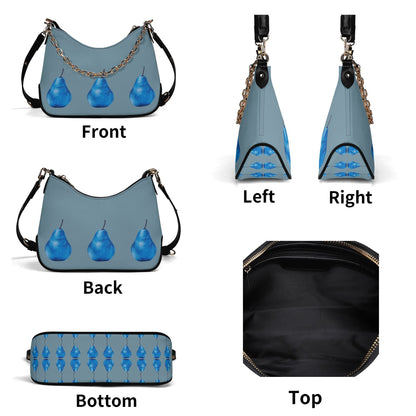 Pear Blue© Euro Soft PU Shoulder Bag With Chain Decoration