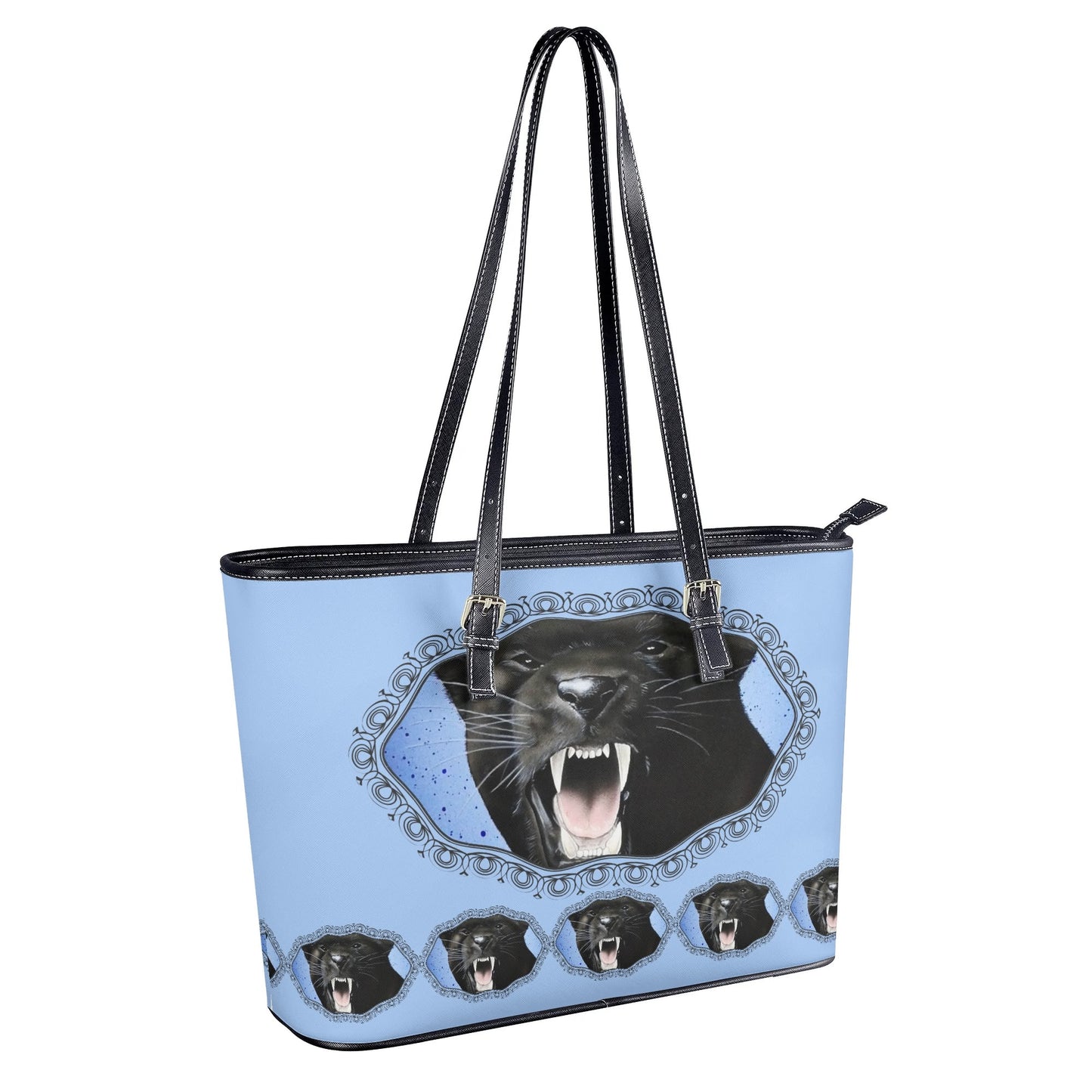 Panther Roar© Lux Euro Soft PU Leather Tote Bag In Havana Nights