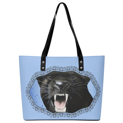 Panther Roar© Euro Soft Luxturnal Lux PU Leather Tote Bag with Front Zipper Pocket