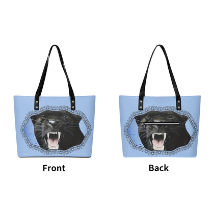 Panther Roar© Euro Soft Luxturnal Lux PU Leather Tote Bag with Front Zipper Pocket