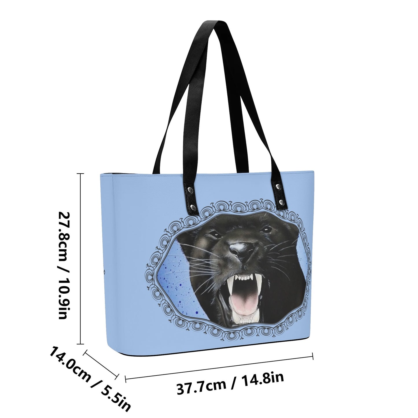 Panther Roar© Euro Soft Luxturnal Lux PU Leather Tote Bag with Front Zipper Pocket