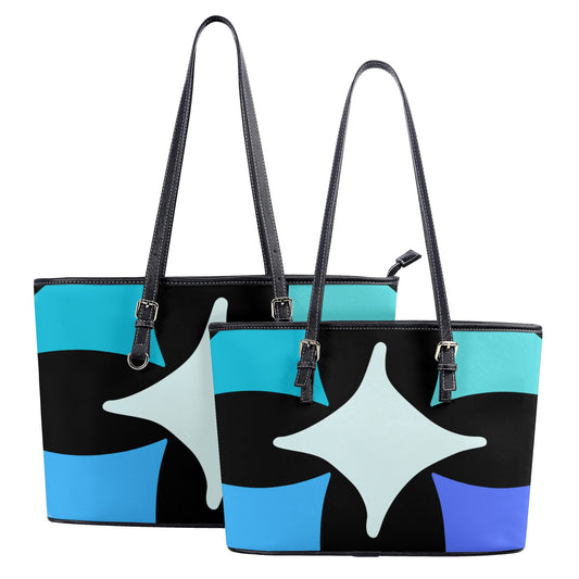 Blue Midnight© The Iconic Collection© Luxturnal© Premier Leather Tote Bag In Blue And Black Deluxe