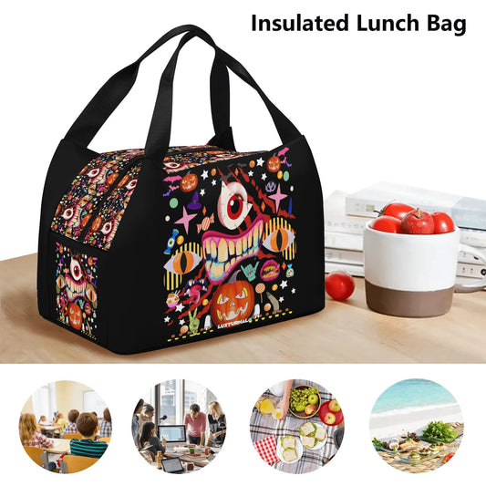 Pumpkin Carnival© Limited Edition Luxturnal© Super Duty Easy Clean All Day Cool Portable Tote Lunch Bag In Scary Sandwich