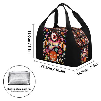 Pumpkin Carnival© Limited Edition Luxturnal© Super Duty Easy Clean All Day Cool Portable Tote Lunch Bag In Scary Sandwich