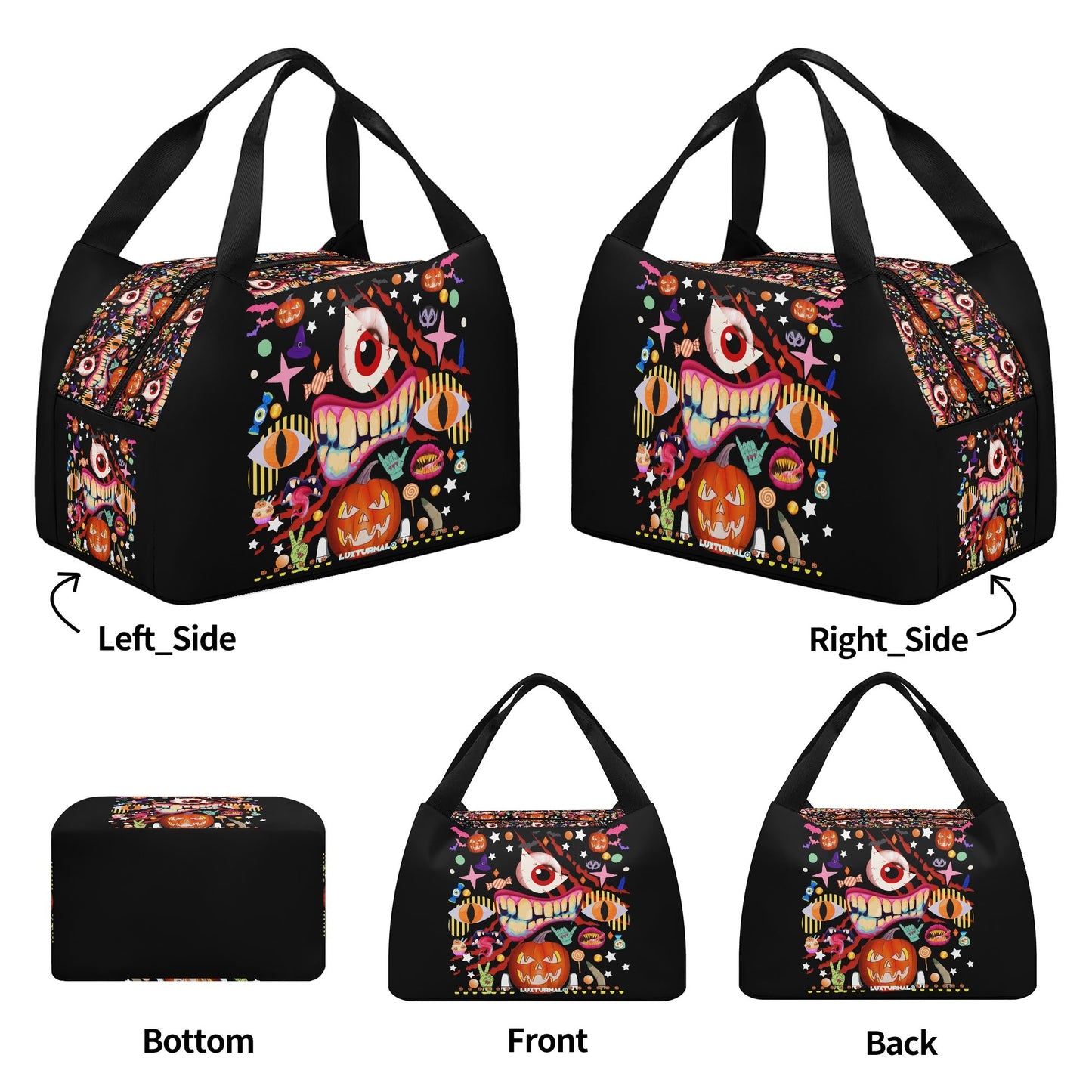 Pumpkin Carnival© Limited Edition Luxturnal© Super Duty Easy Clean All Day Cool Portable Tote Lunch Bag In Scary Sandwich