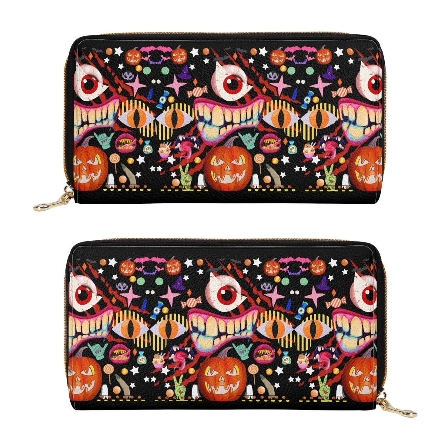 Pumpkin Carnival© Limited Edition Luxturnal© Soft PU Leather Zipper Wallet In Midnight Milkshake