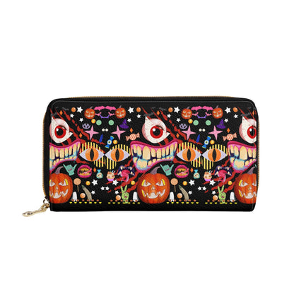 Pumpkin Carnival© Limited Edition Luxturnal© Soft PU Leather Zipper Wallet In Midnight Milkshake