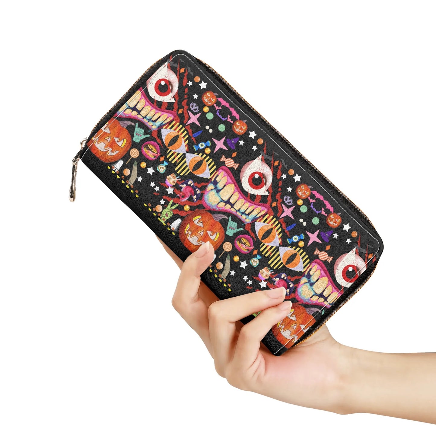 Pumpkin Carnival© Limited Edition Luxturnal© Soft PU Leather Zipper Wallet In Midnight Milkshake