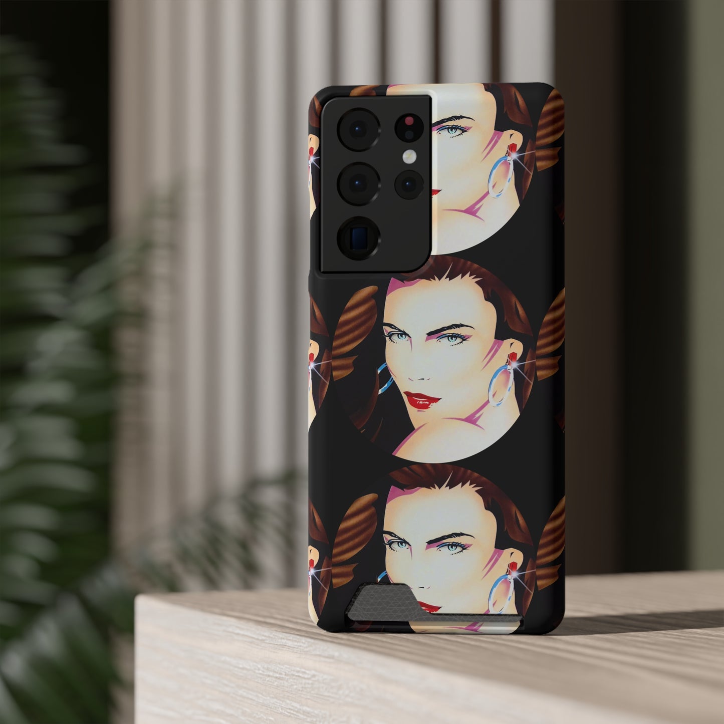 Lady Print© Limited Edition Slim Lightweight DuraFlex© Safe Impact Resistant Phone Case With Card Holder Compatible with iPhone 13, and Samsung Galaxy S21, S22 models