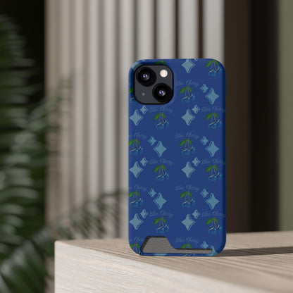 Blue Cherry© Limited Edition Slim Lightweight DuraFlex© Safe Impact Resistant Phone Case With Card Holder Compatible with iPhone 13, and Samsung Galaxy S21, S22 models