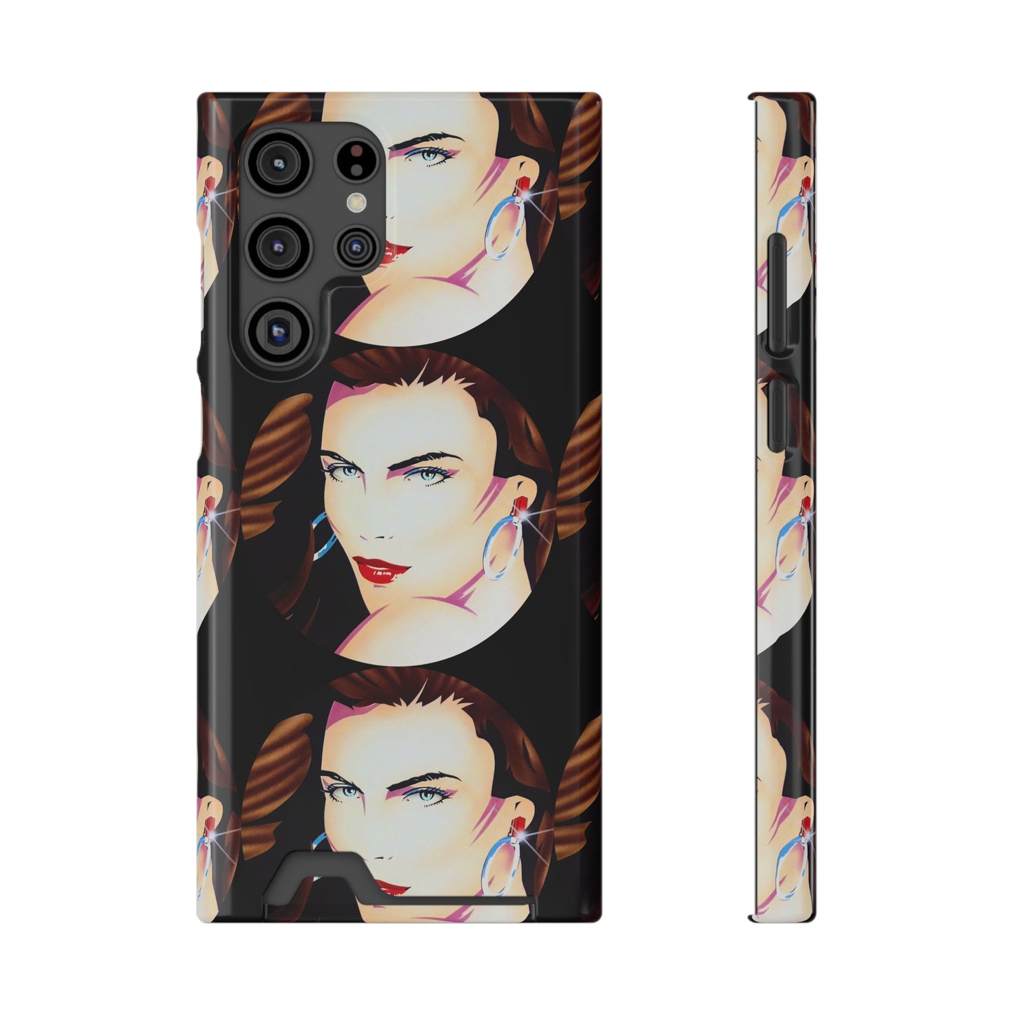 Lady Print© Limited Edition Slim Lightweight DuraFlex© Safe Impact Resistant Phone Case With Card Holder Compatible with iPhone 13, and Samsung Galaxy S21, S22 models